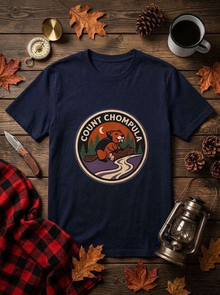 Count Chompula Bear Shirt, Retro Forest Camp Badge Tee, Woodland Graphic Unisex Tee