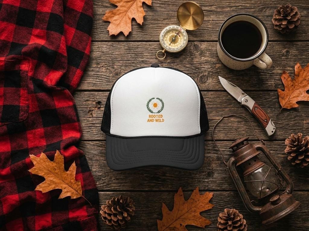 Daisy Wreath Trucker Hat, Embroidered Floral Mesh Cap, Cottagecore Hat, Wildflower Trucker Cap, Nature Lover Gift for Her