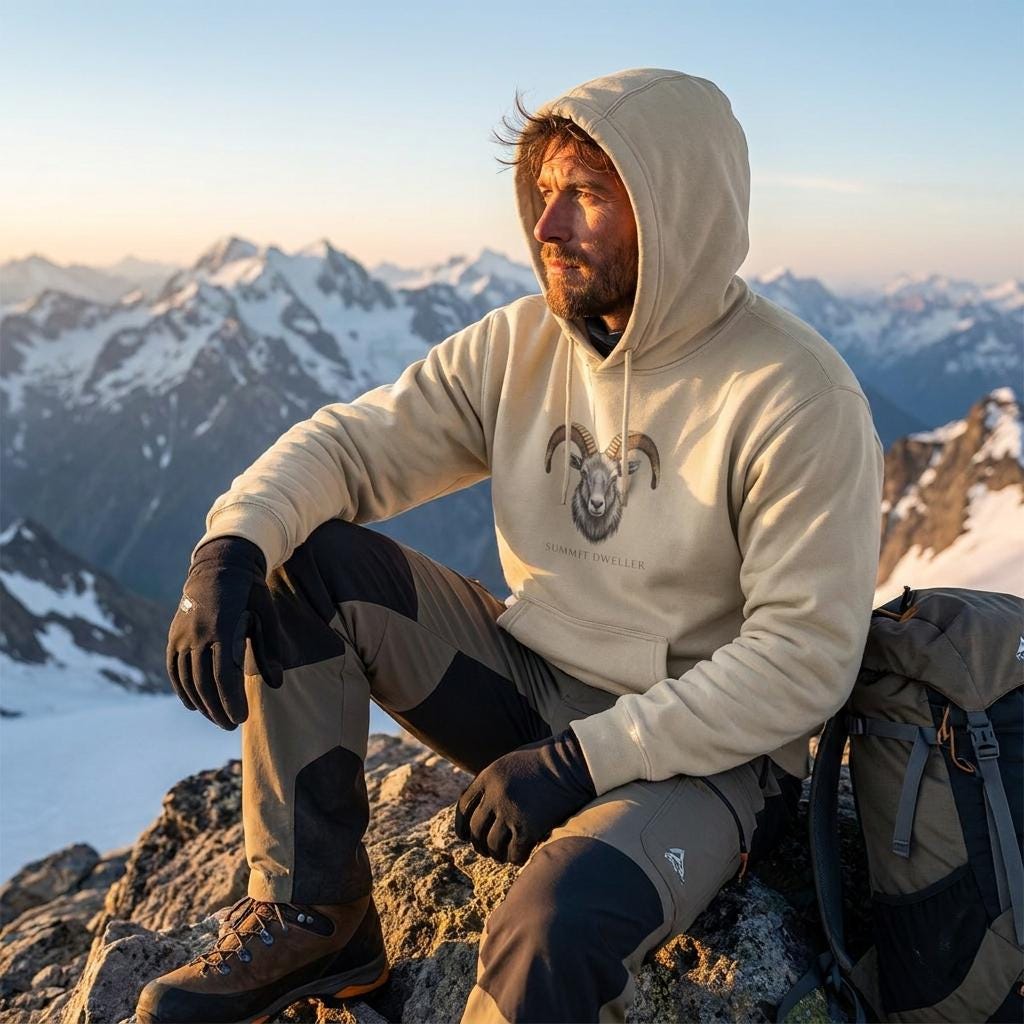 Hand-Drawn Ram Skull Hoodie, Rustic Nature Sweatshirt, Cozy Unisex Pullover