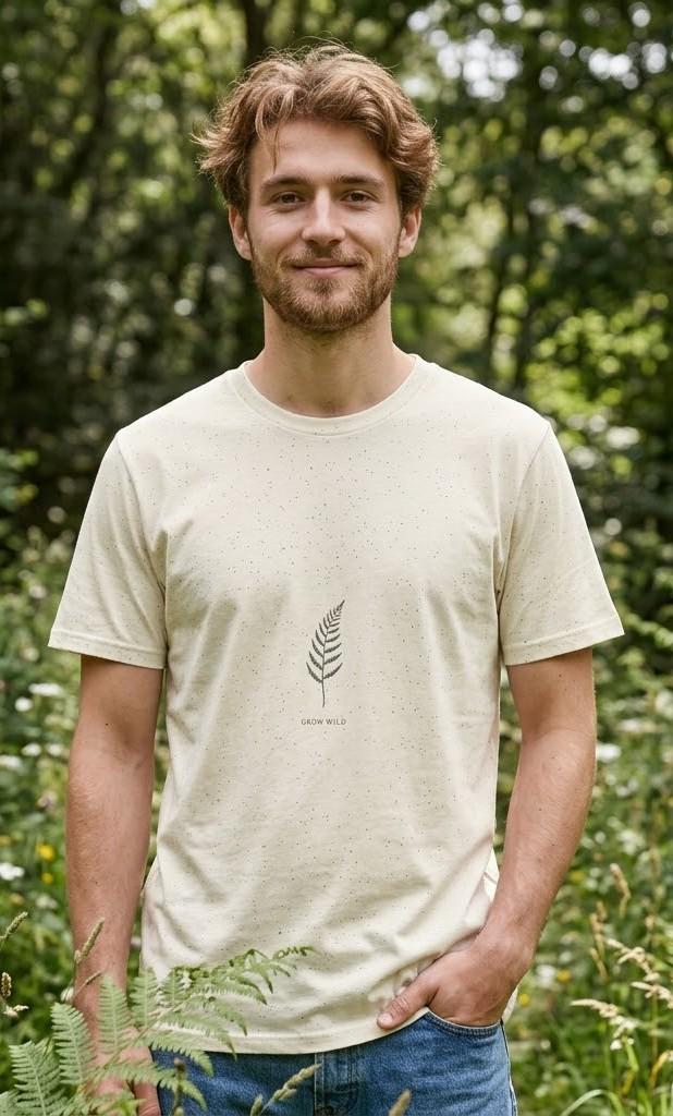 Minimalist Fern Botanical Tee, Soft Cotton, Cottagecore Nature Print
