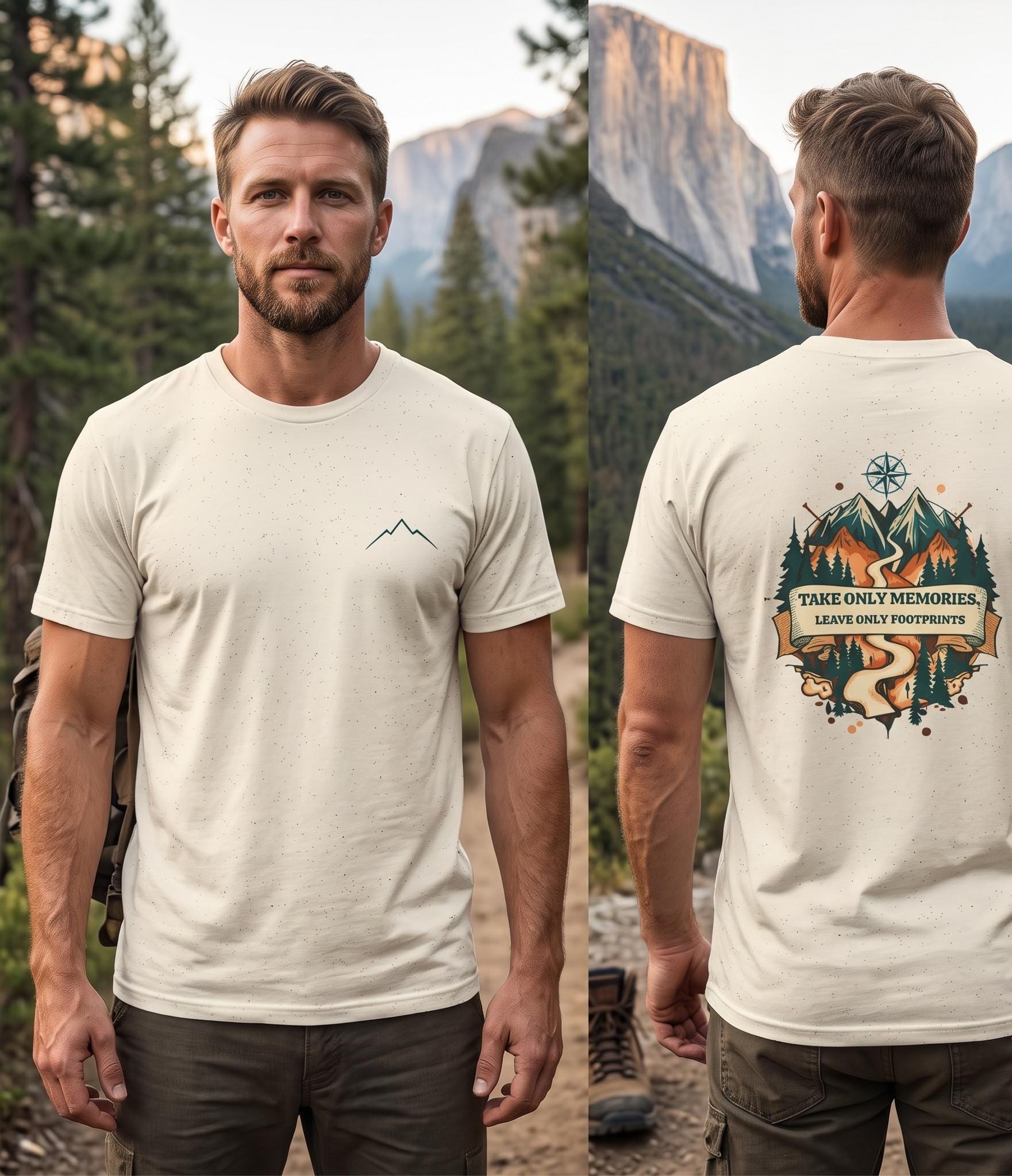 Minimalist Mountain Line Art Tee, Lightweight Cotton, Outdoor Gift