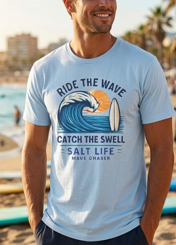 Ride The Wave Surf Shirt, Retro Coastal Tee, Salt Life Beach T-Shirt